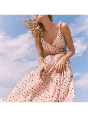 NWOT Madewell Ruffle-Strap Wrap Dress in Inkspot Dots Sz 0